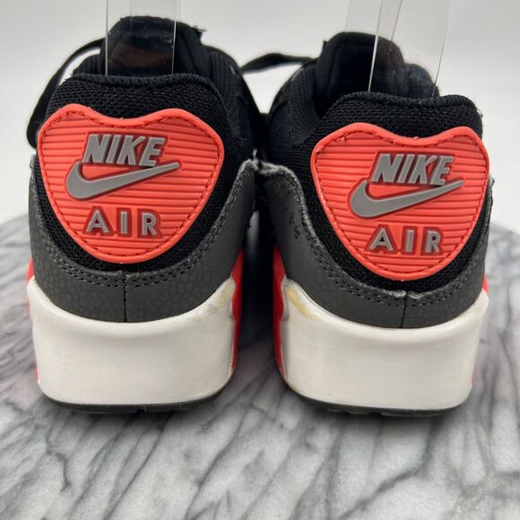 Nike Womens 8 Air Max 90 Essential 2013 Shoes Black Infrared Sneaker 537384-006 - Picture 6 of 14